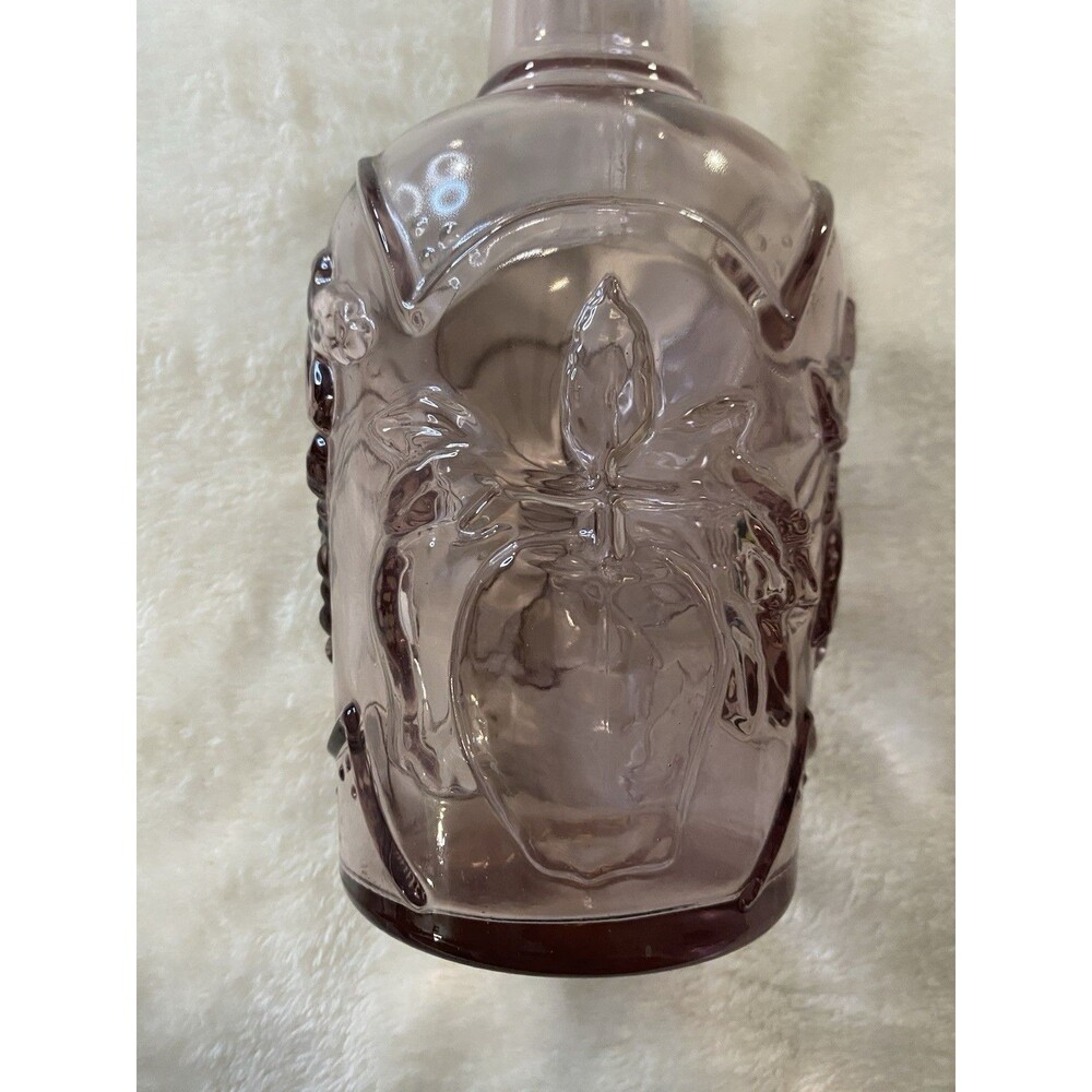 vintage 1980s Libbey of Canada embossed fruit glass decanter Purple Victorian 3D - Picture 7 of 11